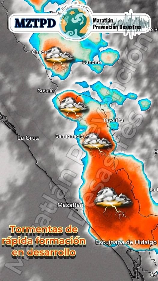 Aviso de Tormenta de rápida formación se observa desarrollándose desde sierra m