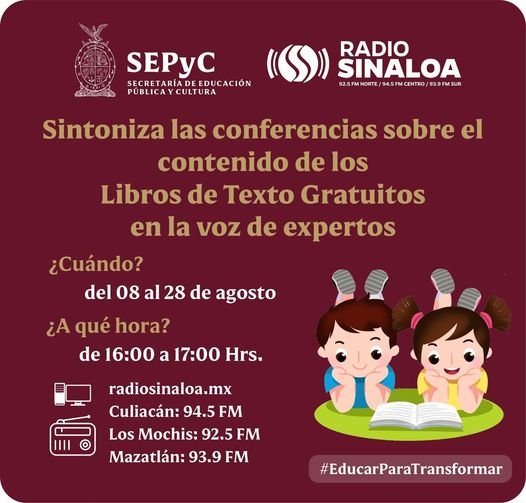 SEPyC y Radio Sinaloa transmitirán en vivo conferencias sobre contenido de libro SEPyC y Radio Sinaloa transmitirán en vivo conferencias sobre contenido de libro