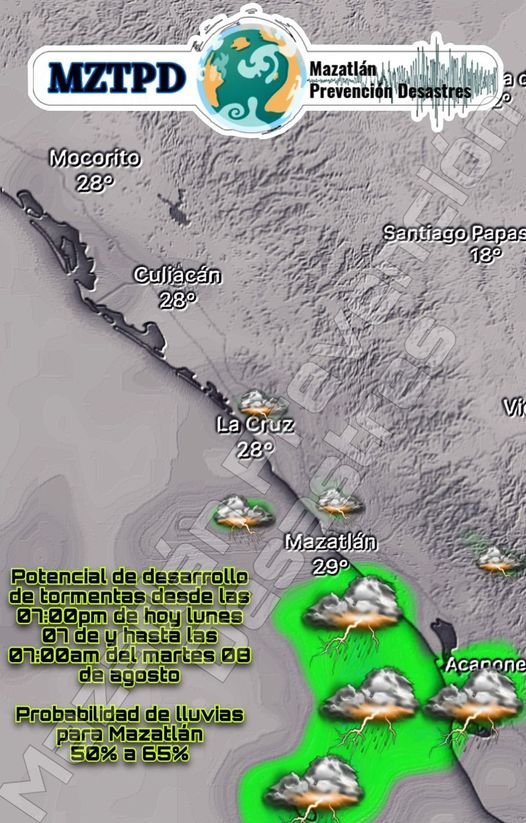 *Tormentas Dispersas* Flujo de humedad genera *incremento de temperaturas* y *s *Tormentas Dispersas* Flujo de humedad genera *incremento de temperaturas* y *s