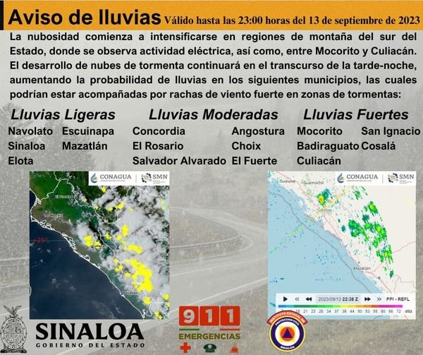 *Aviso de lluvias* *Aviso de lluvias*