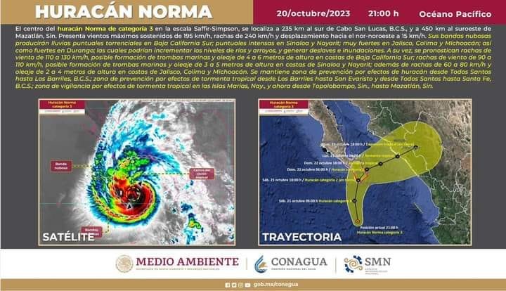 ACTUALIZACIÓN: El #HuracánNorma continúa como huracán categoría 3 con vientos má ACTUALIZACIÓN: El #HuracánNorma continúa como huracán categoría 3 con vientos má