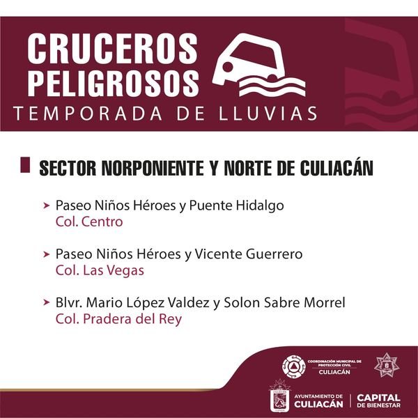 CRUCEROS PELIGROSOS EN LA CIUDAD DE CULIACÁN POR TEMPORADA DE LLUVIAS