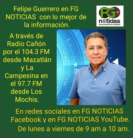 ESCUCHE Y VEA A FELIPE GUERRERO EN FG NOTICIAS, DE LUNES A VIERNES DE 9 A 10 AM.