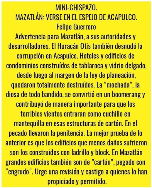 MAZATLÁN: VERSE EN EL ESPEJO DE ACAPULCO.