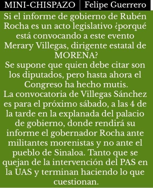 MERARY VILLEGAS, LÍDER DE MORENA EN SINALOA, ES LA QUE CONVOCA AL INFORME DE ROC