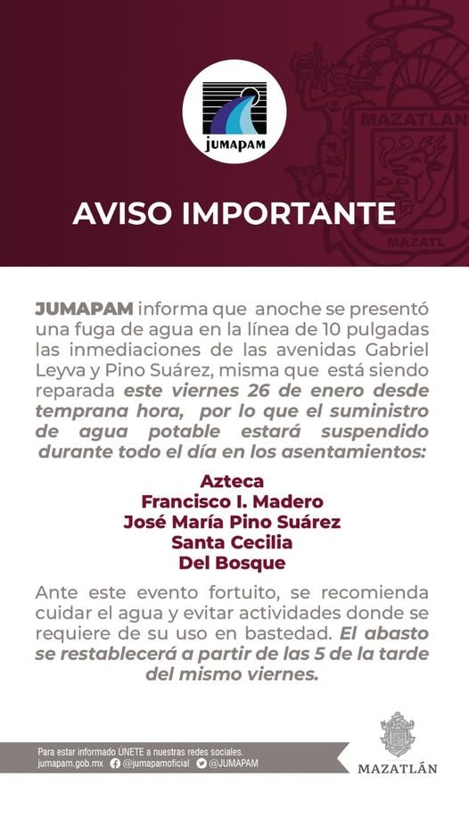 AVERÍA EN LA RED DE DISTRIBUCIÓN AFECTA EL SUMINISTRO EN COLONIAS