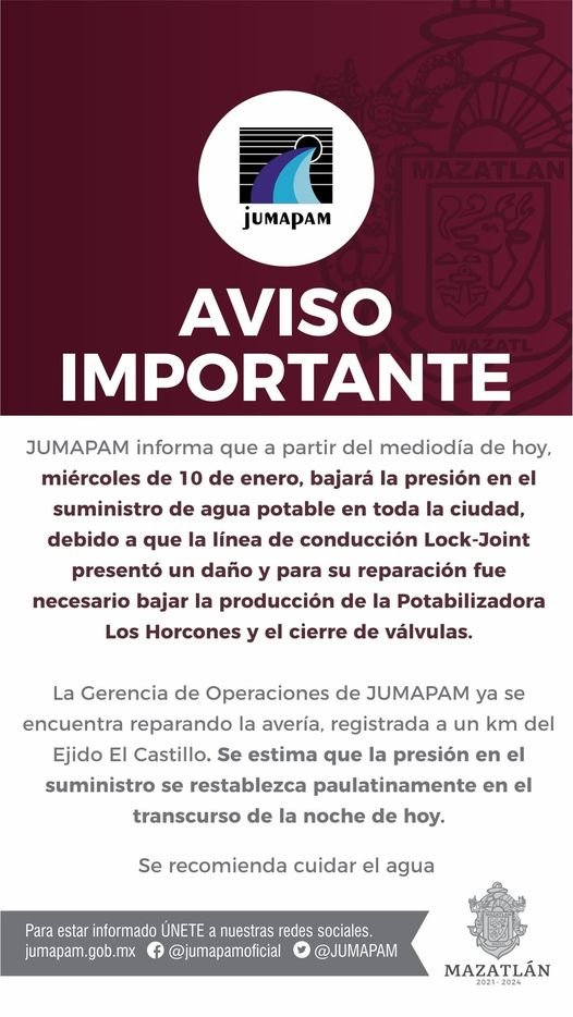 AVISO IMPORTANTE PARA TODO MAZATLÁN