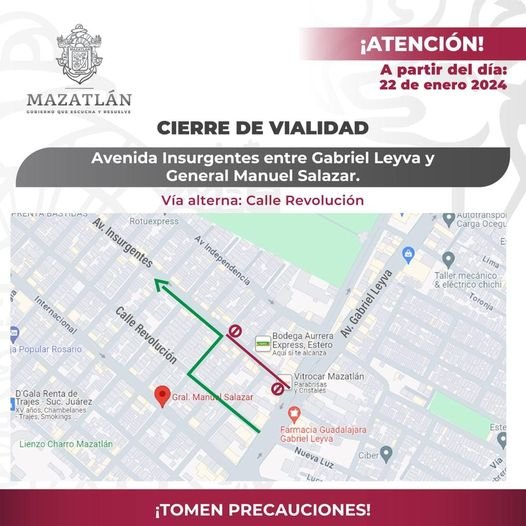 *¡Atención! Cierran tramo de Avenida Insurgentes, por inicio de obras.*