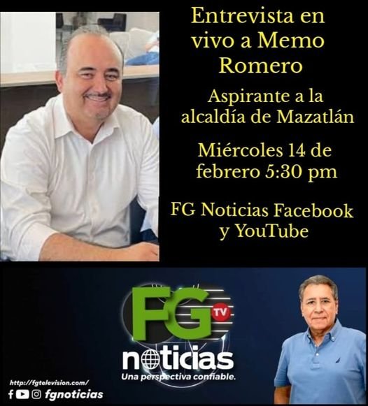 ENTREVISTA EN VIVO A MEMO ROMERO, ESTE MIÉRCOLES 14 DE FEBRERO A LAS 5:30 PM POR
