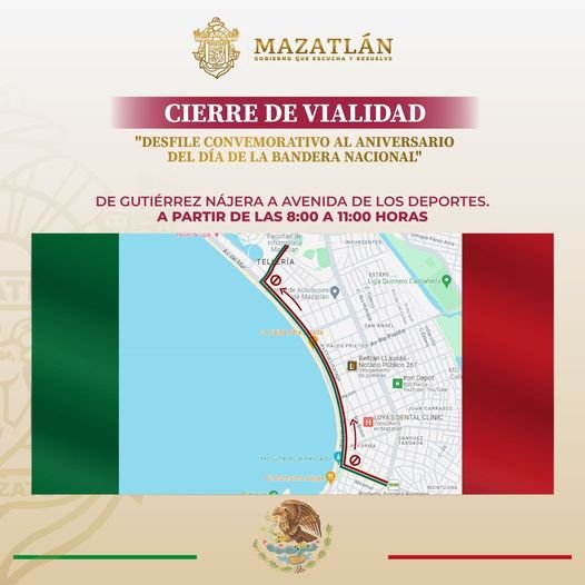 *Por aniversario del Día de la Bandera, será cerrada la Avenida del Mar para dar
