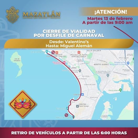 *Por segundo desfile de carros alegóricos, se cerrará circulación en Avenida del