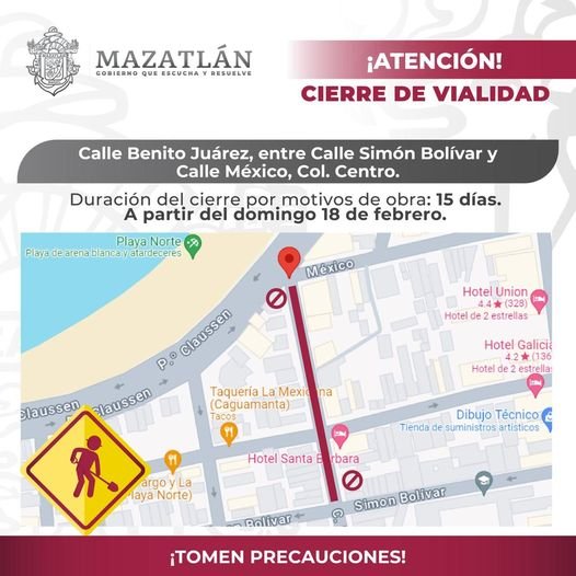 *Por trabajos de reparación de losas, un tramo de la calle Benito Juárez, se cer