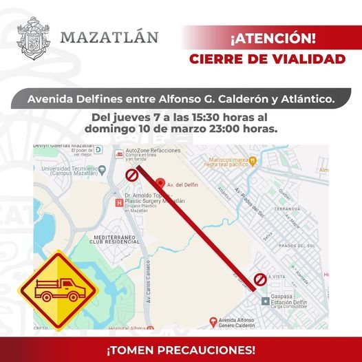 *Avenida Delfines en la Colonia Libertad de Expresión será cerrada a la circulac