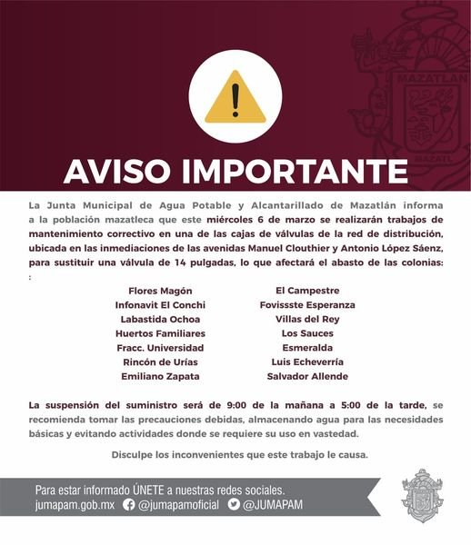 CORTE AL SUMINISTRO POR MANTENIMIENTO A LA RED