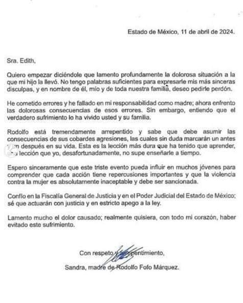 Sandra, madre del influencer ‘Fofo’ Márquez, envió una carta de disculpa pública