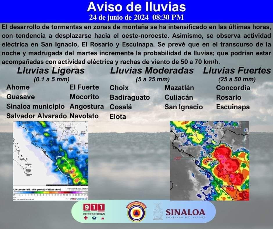 AVISO DE LLUVIAS: Durante esta noche y madrugada del martes incrementará la prob AVISO DE LLUVIAS: Durante esta noche y madrugada del martes incrementará la prob