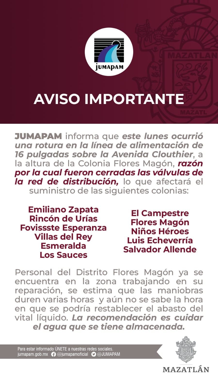 AVISO URGENTE