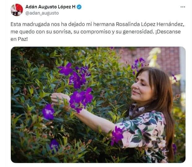 MUERE LA PRIMERA DAMA DE CHIAPAS Y HERMANA DEL EX SECRETARIO DE GOBERNACIÓN, AD