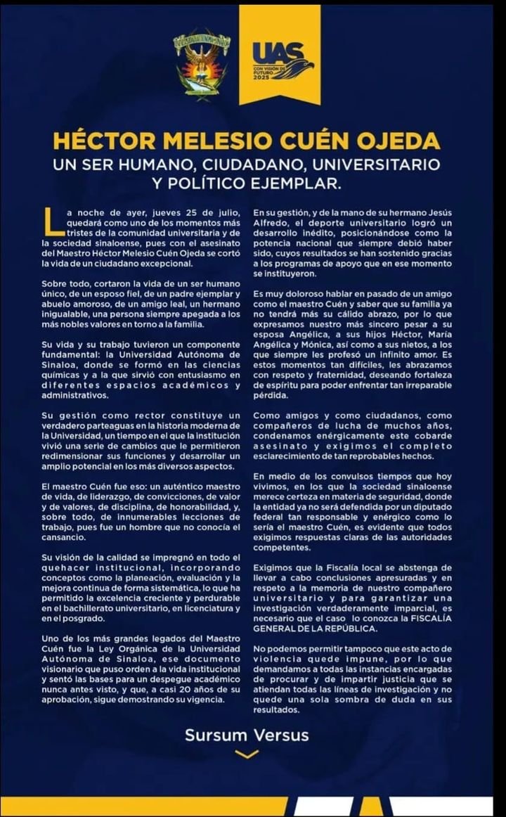 HÉCTOR MELESIO CUÉN OJEDA, UN SER HUMANO, CIUDADANO, UNIVERSITARIO Y POLÍTICO EJEMPLAR