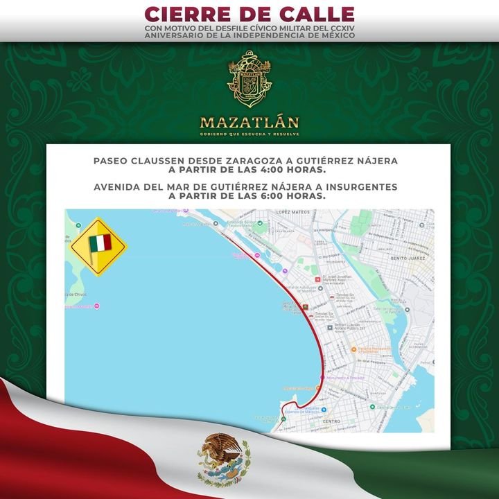 *Por desfile conmemorativo habrá cierre en el paseo costero y vialidades aledañas este lunes 16 de septiembre.* *Por desfile conmemorativo habrá cierre en el paseo costero y vialidades aledañas este lunes 16 de septiembre.*