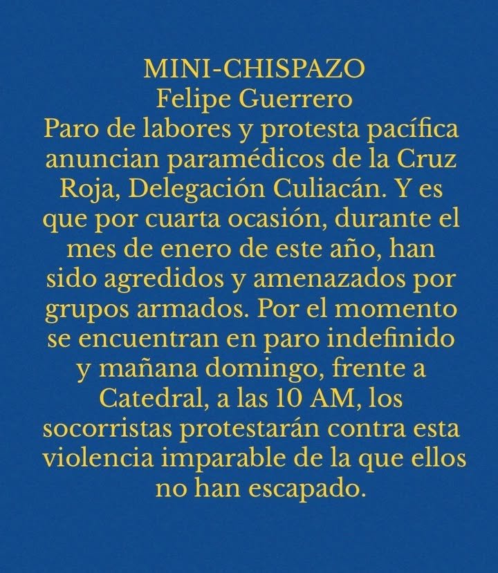 PARO DE SOCORRISTAS DE CRUZ ROJA EN CULIACÁN.
