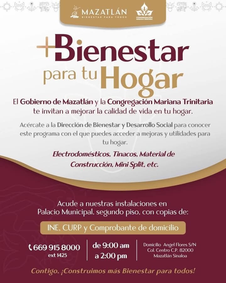 ¡Más Bienestar para tu Hogar, un nuevo programa del Gobierno de Mazatlán!