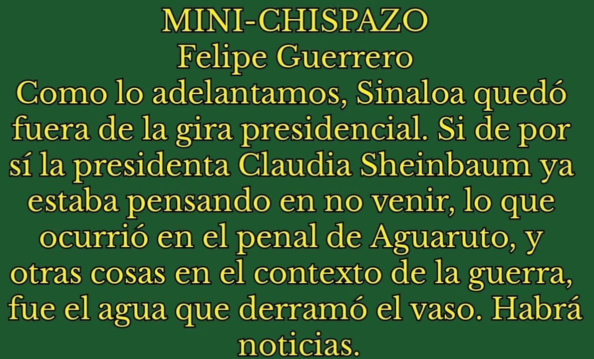 NO VIENE LA PRESIDENTA SHEINBAUM A SINALOA