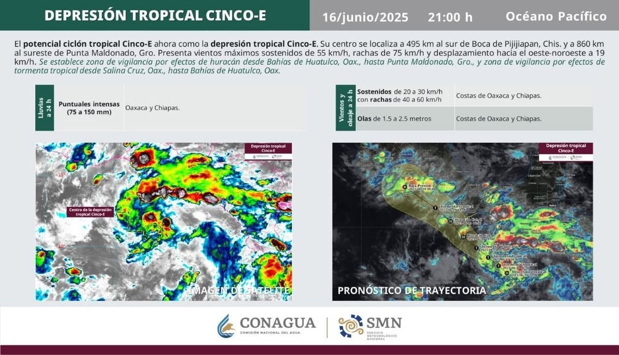 LA DEPRESIÓN TROPICAL CINCO-E PODRÍA INTENSIFICARSE A HURACÁN EN LAS PRÓXIMAS 48 HORAS LA DEPRESIÓN TROPICAL CINCO-E PODRÍA INTENSIFICARSE A HURACÁN EN LAS PRÓXIMAS 48 HORAS