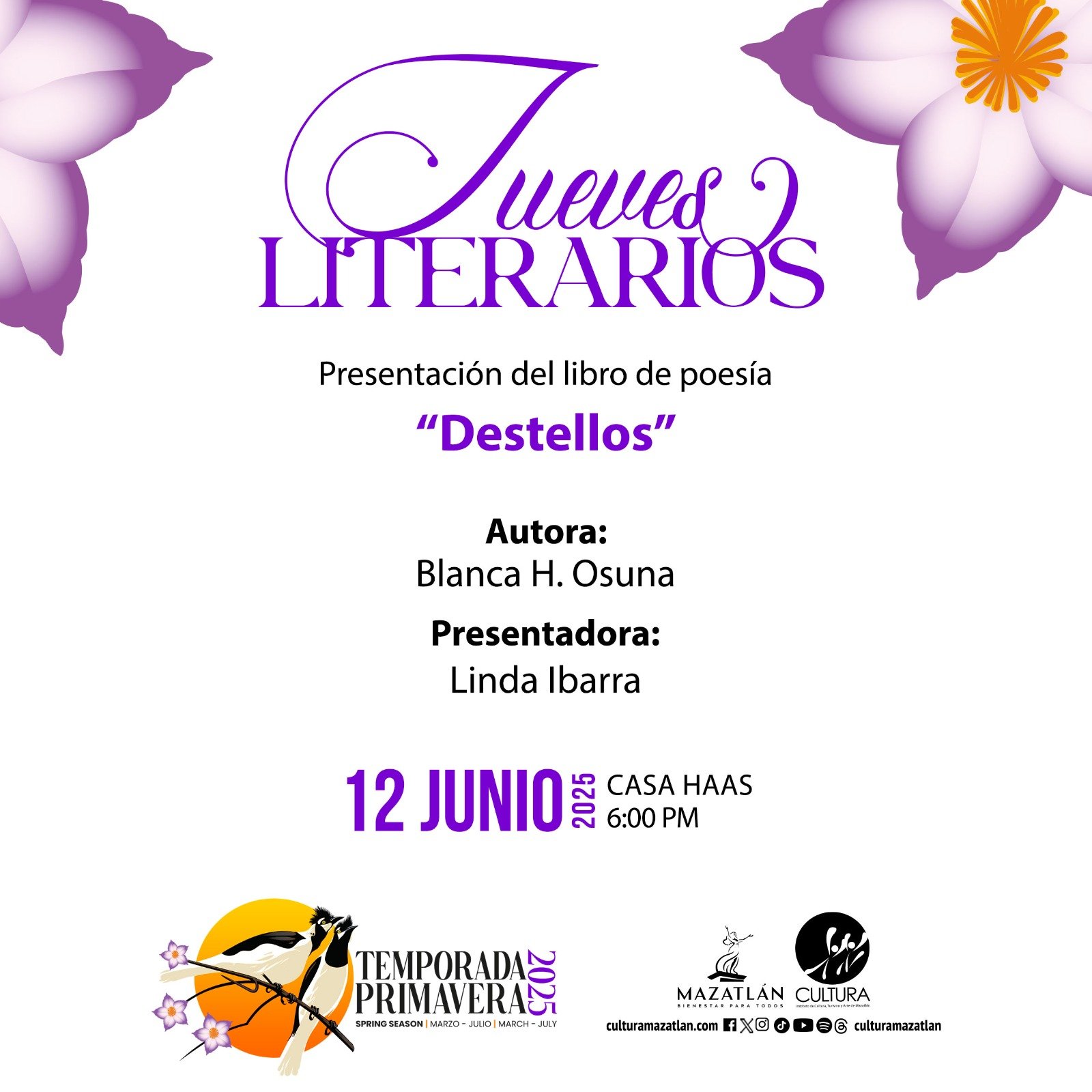 La poeta Blanca Osuna presentará «Destellos» en Jueves Literario*