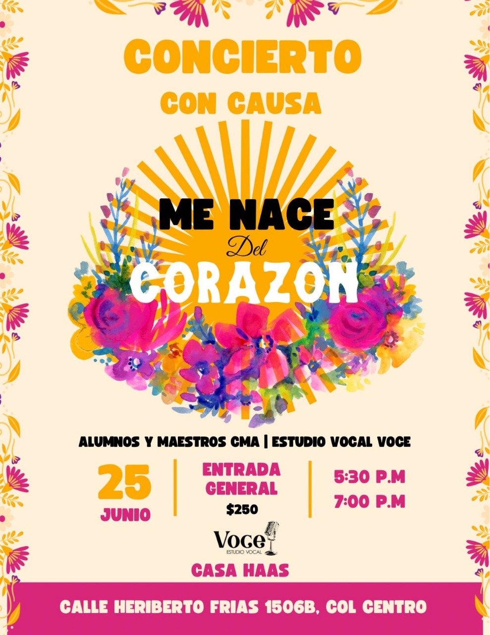 Este miércoles apoye el concierto con causa “Me nace del Corazón”*