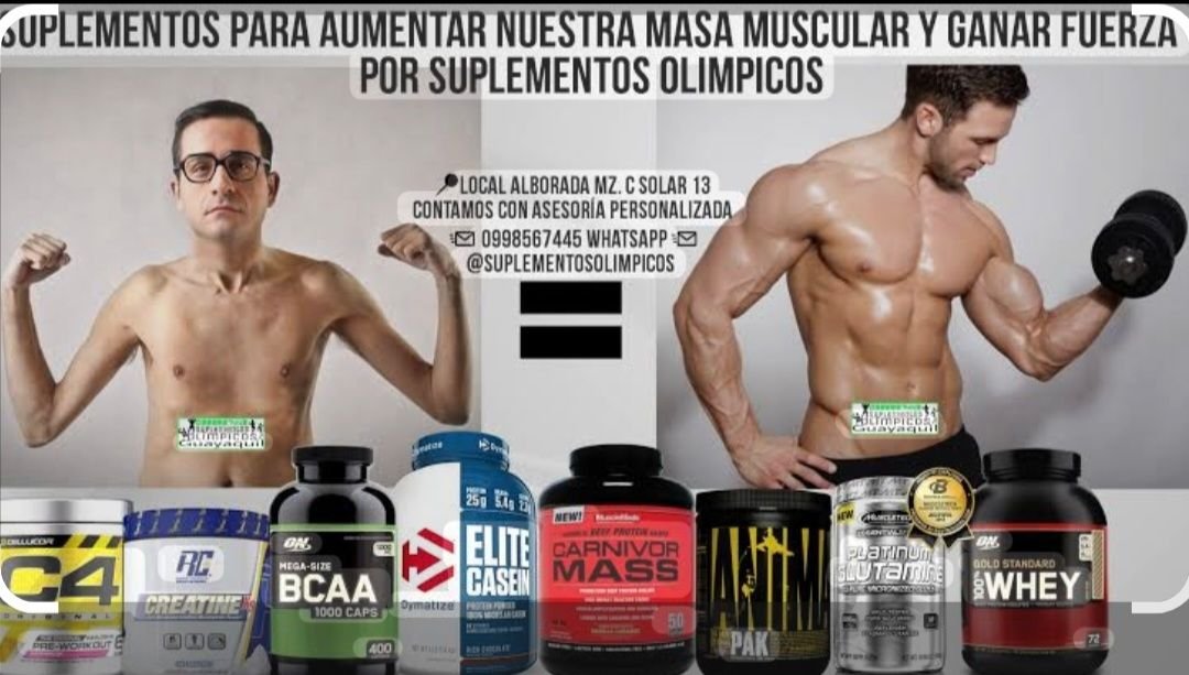 LOS SUPLEMENTOS AYUDAN A GANAR MASA MUSCULAR, PERO EL EJERCICIO ES FUNDAMENTAL