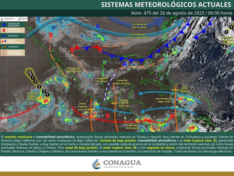 Lluvias intensas ⛈️ de hasta 150 milímetros se pronostican para la zona centro y sur de #Sinaloa este martes: SMN