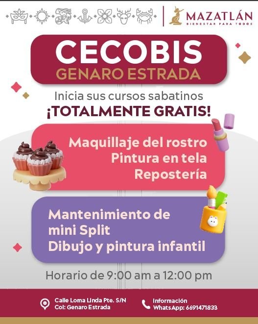 *Impulsa Gobierno de Mazatlán capacitación con cursos sabatinos gratuitos en CECOBI Genaro Estrada*