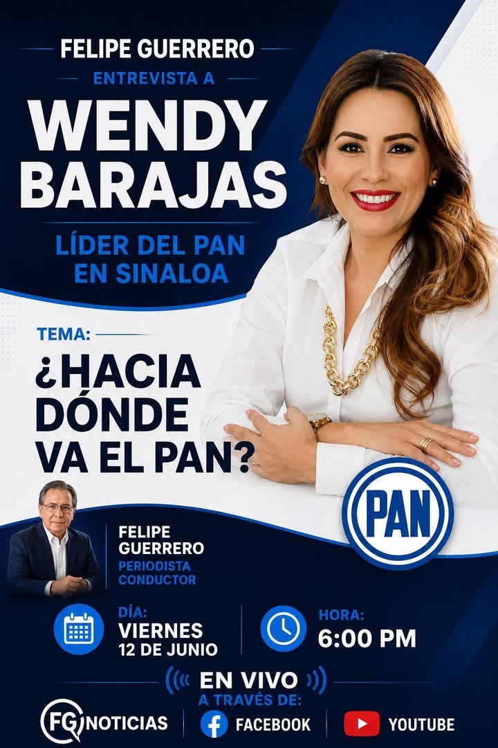 Felipe Guerrero entrevista a la dirigente estatal del PAN Wendy Barajas, este viernes 12 de junio a las 6:00 PM por esta platafo…